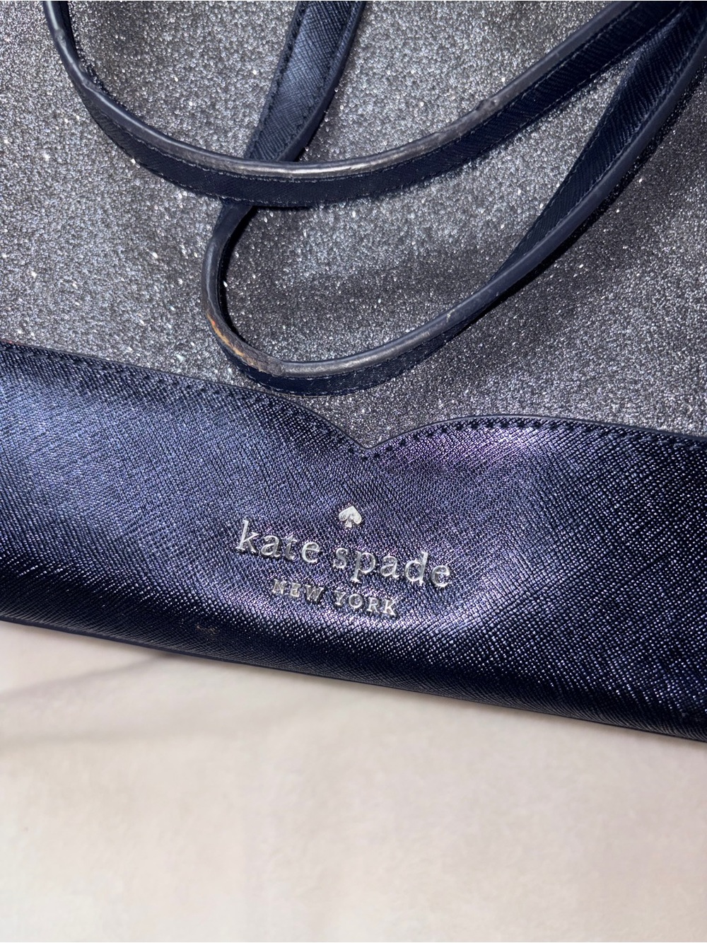 Kate Spade Lola Glitter Tote Dusk Navy - Picture 3 of 10